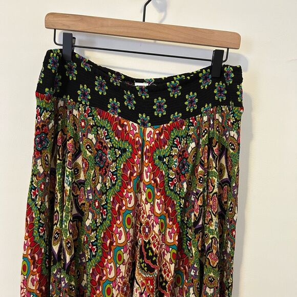 Bila Womens large Boho Hippie Mixed Print Handkerchief Hem Maxi Skirt peasant pr - Picture 5 of 10